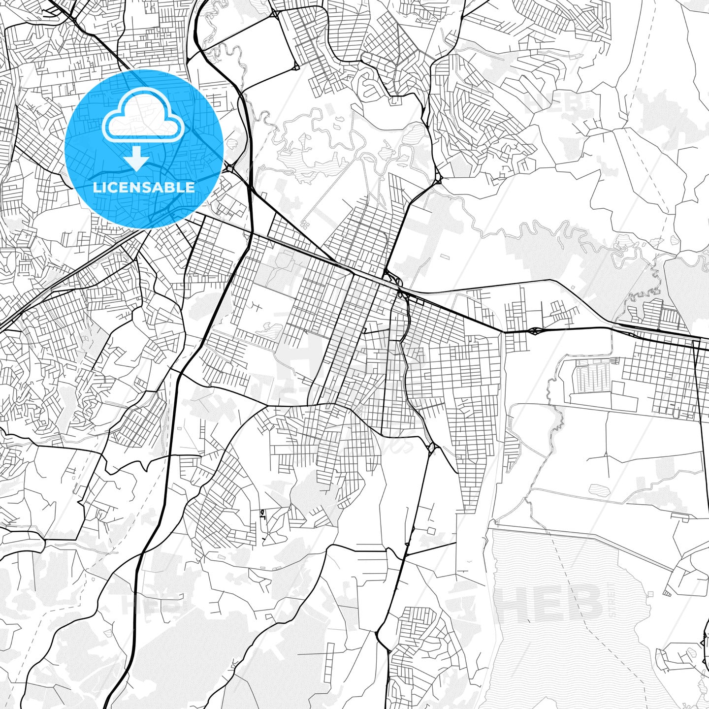 Vector PDF map of Suzano, Brazil