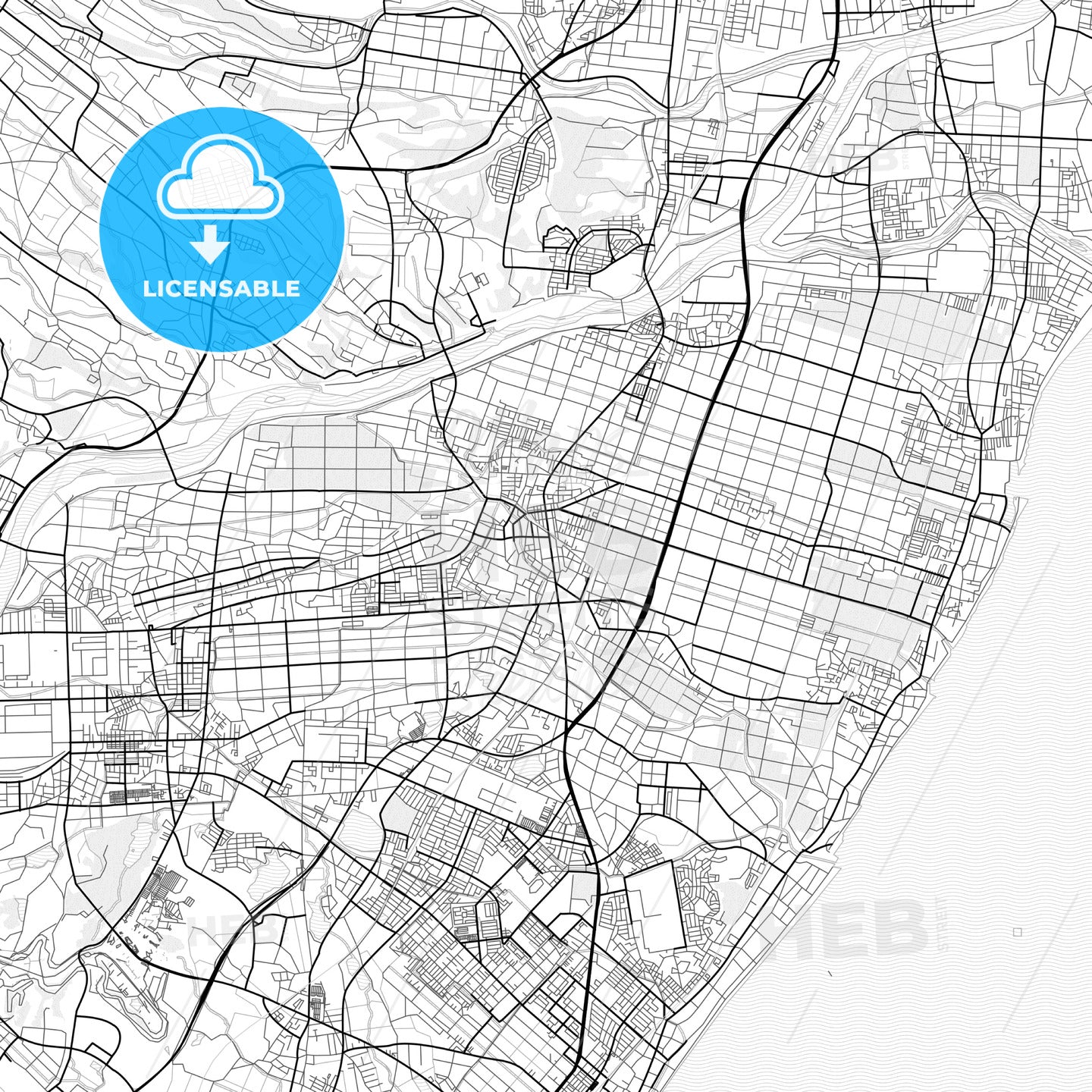 Vector PDF map of Suzuka, Japan