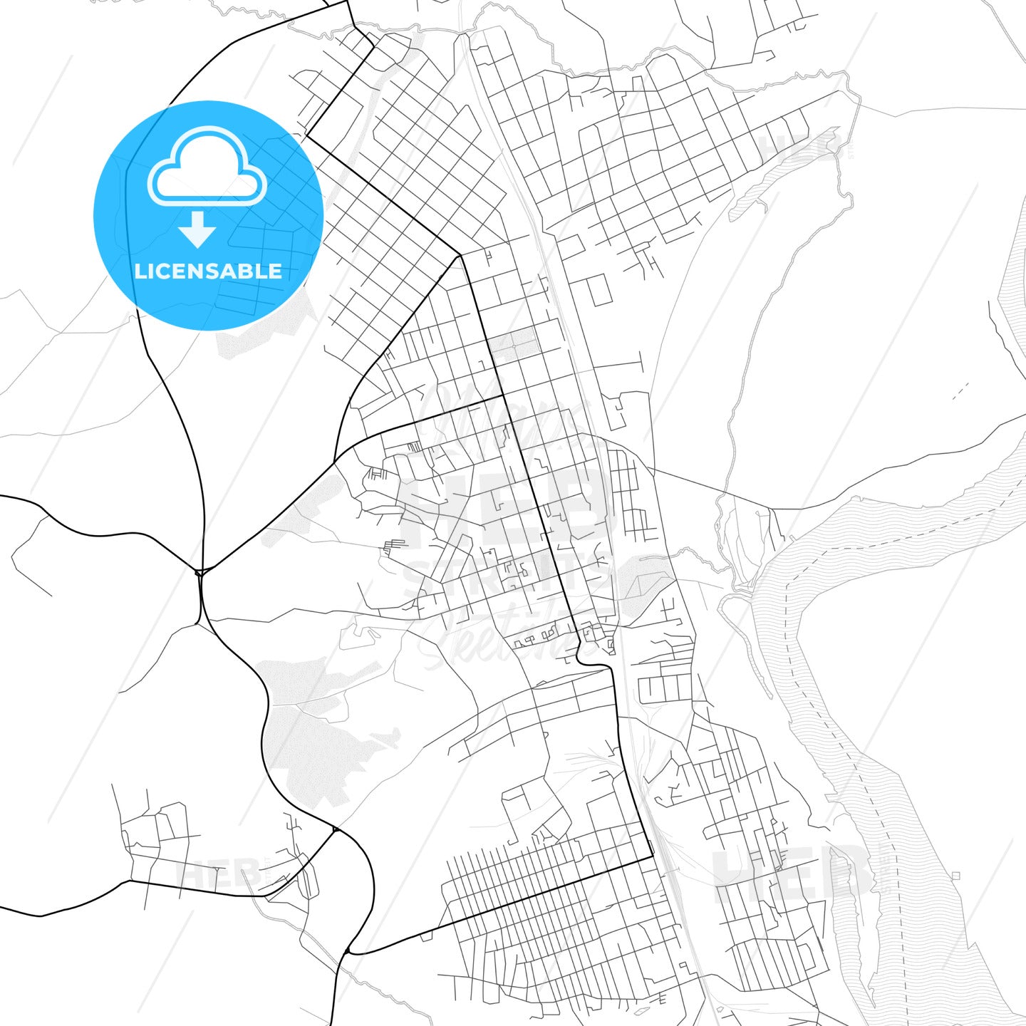 Vector PDF map of Svobodny, Russia