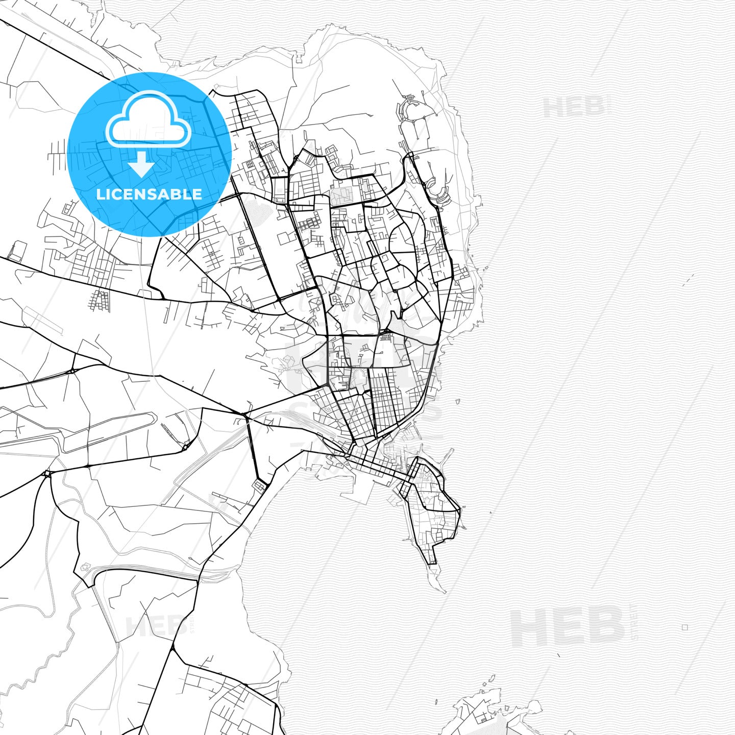 Vector PDF map of Syracuse, Italy - HEBSTREITS