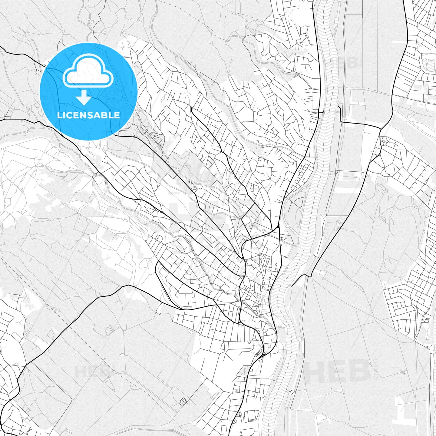 Vector PDF map of Szentendre, Hungary