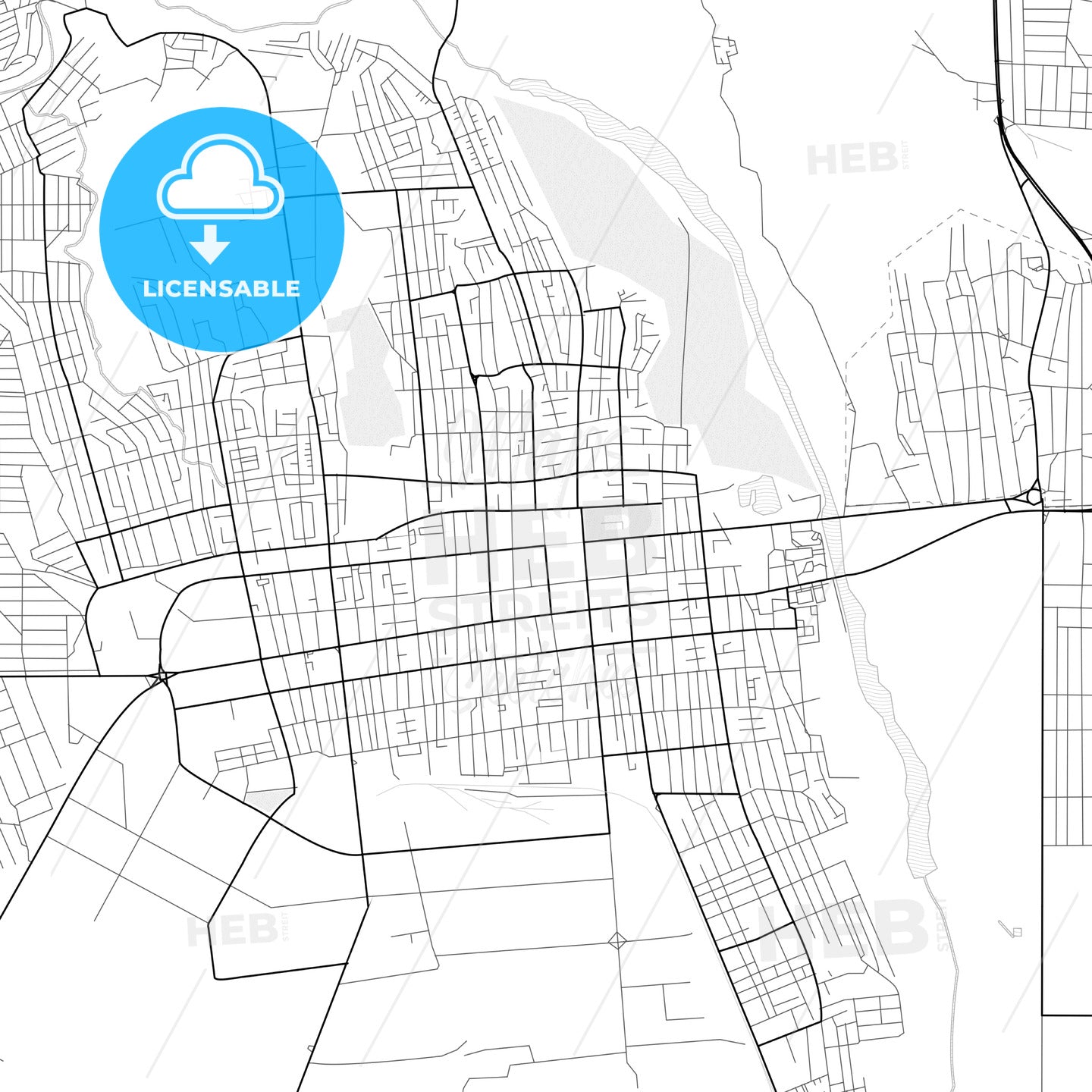 Vector PDF map of Taldykorgan, Kazakhstan