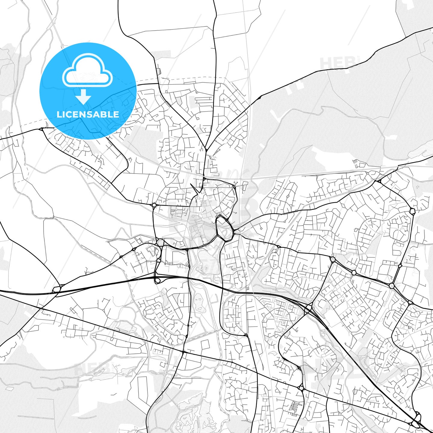 Vector PDF map of Tamworth, England