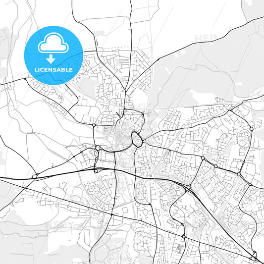 Vector PDF map of Tamworth, England