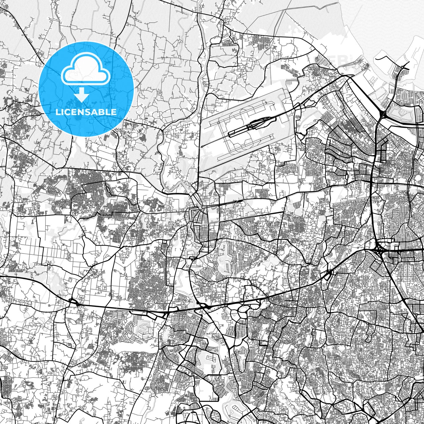 Vector PDF map of Tangerang, Indonesia - HEBSTREITS