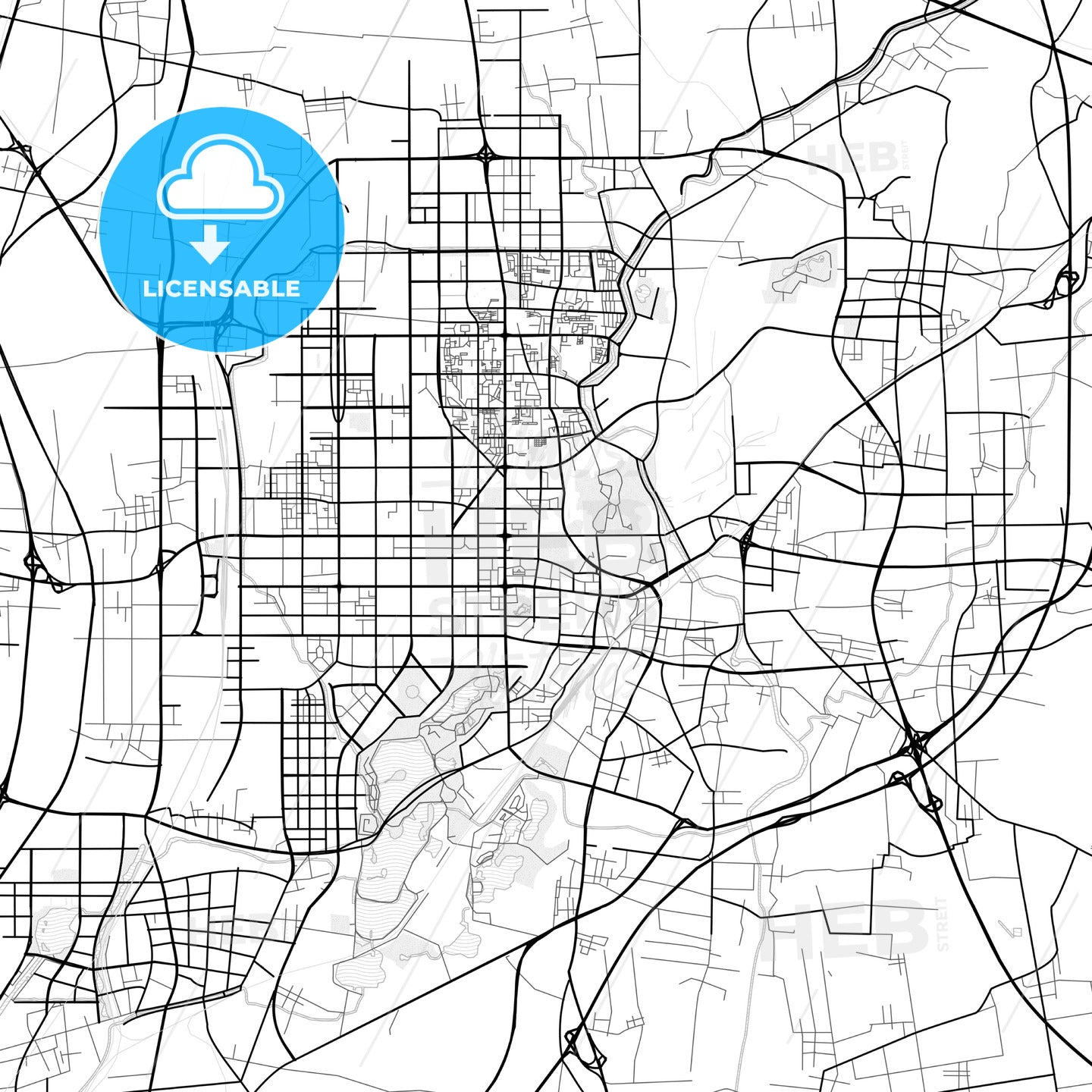 Vector PDF map of Tangshan, China