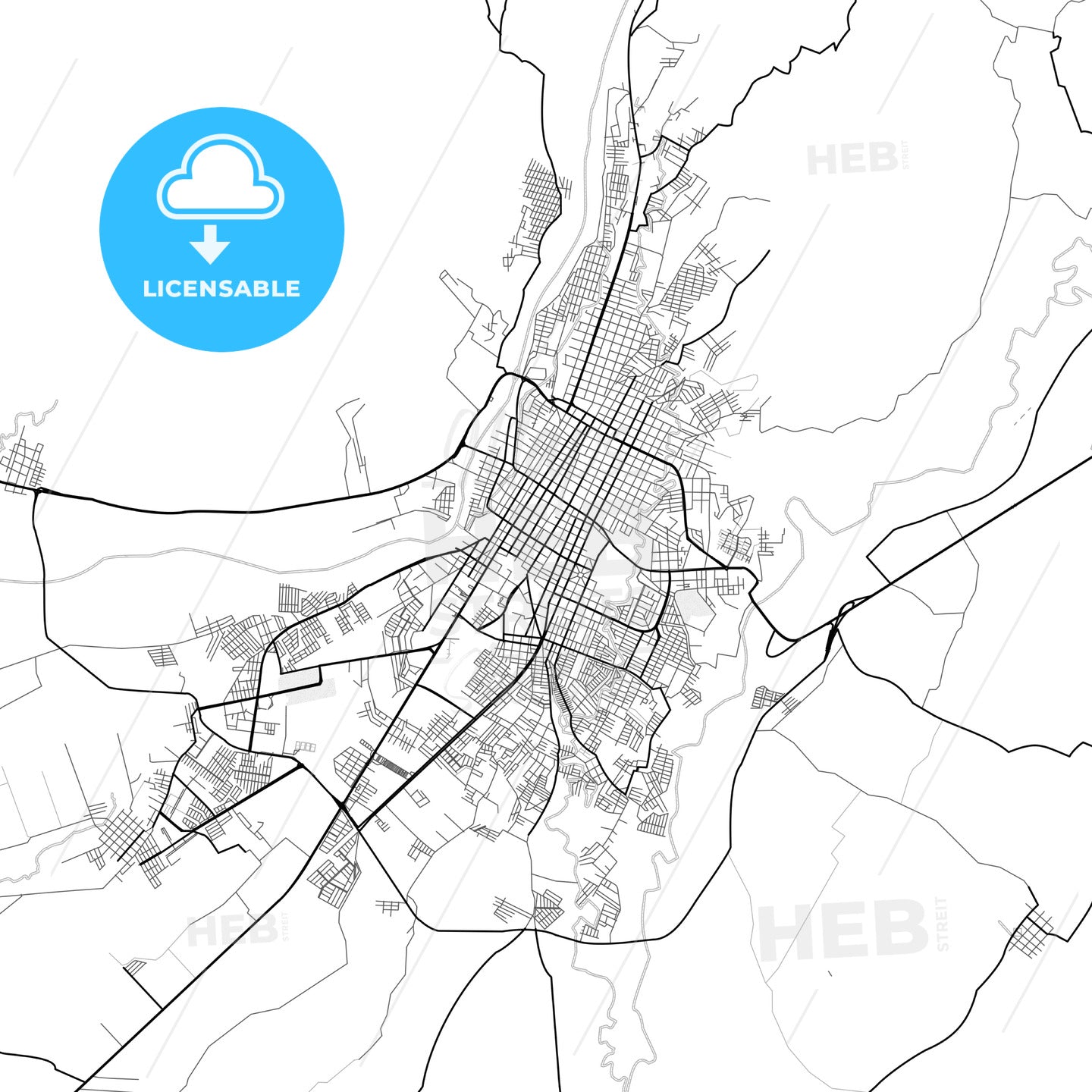 Vector PDF map of Tapachula, Mexico