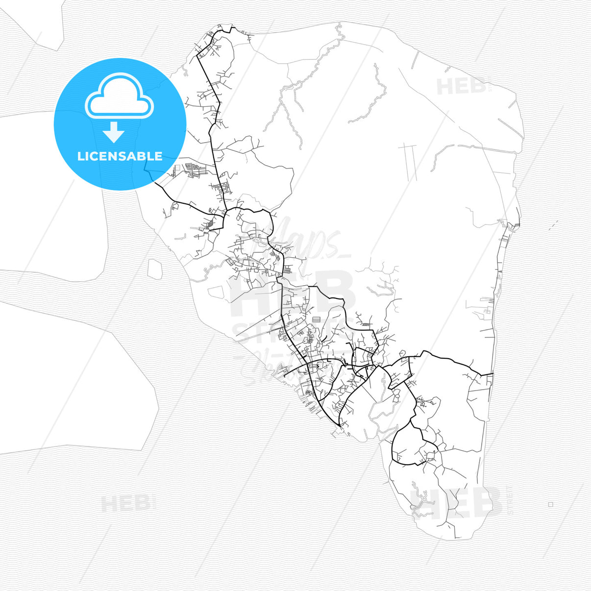 Vector PDF map of Tarakan, Indonesia - HEBSTREITS