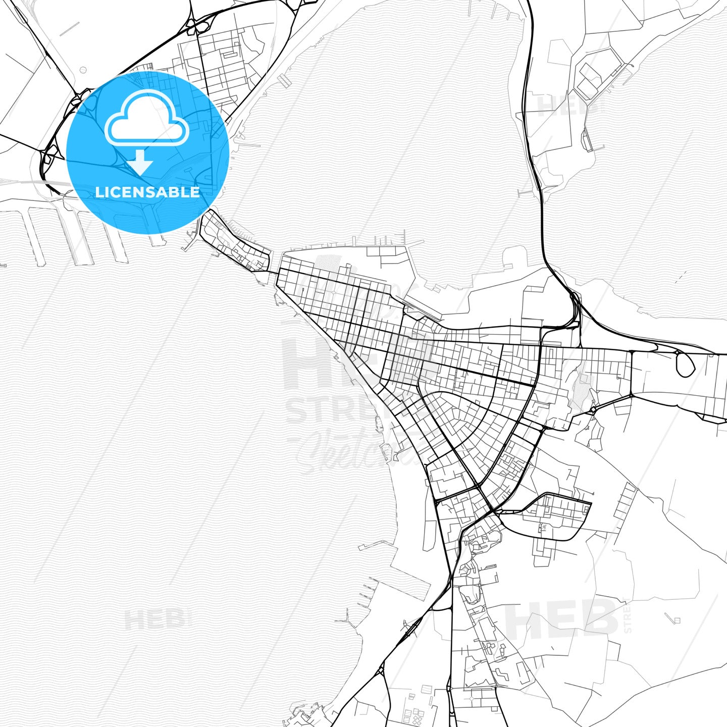 Vector PDF map of Taranto, Italy