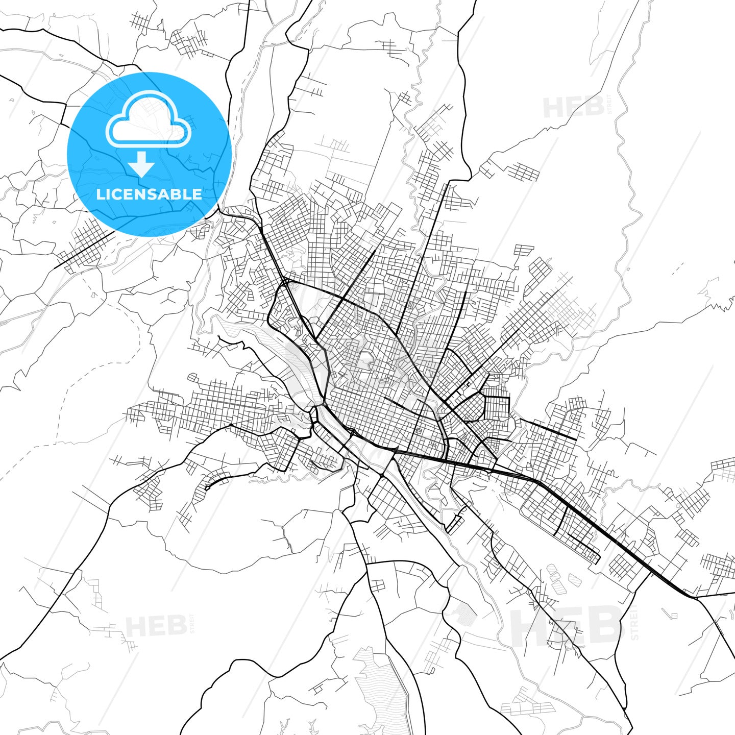 Vector PDF map of Tarija, Bolivia