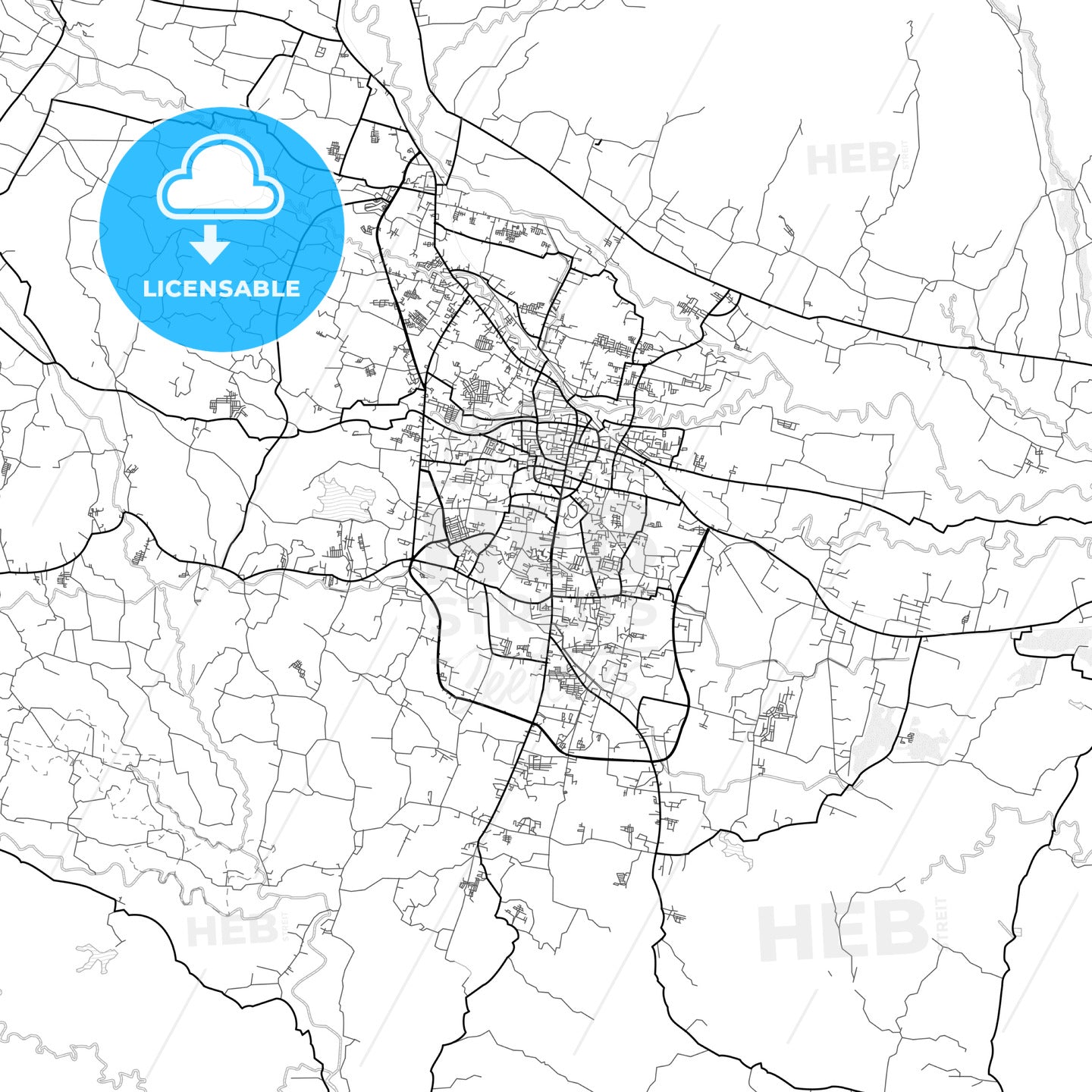 Vector PDF map of Tasikmalaya, Indonesia