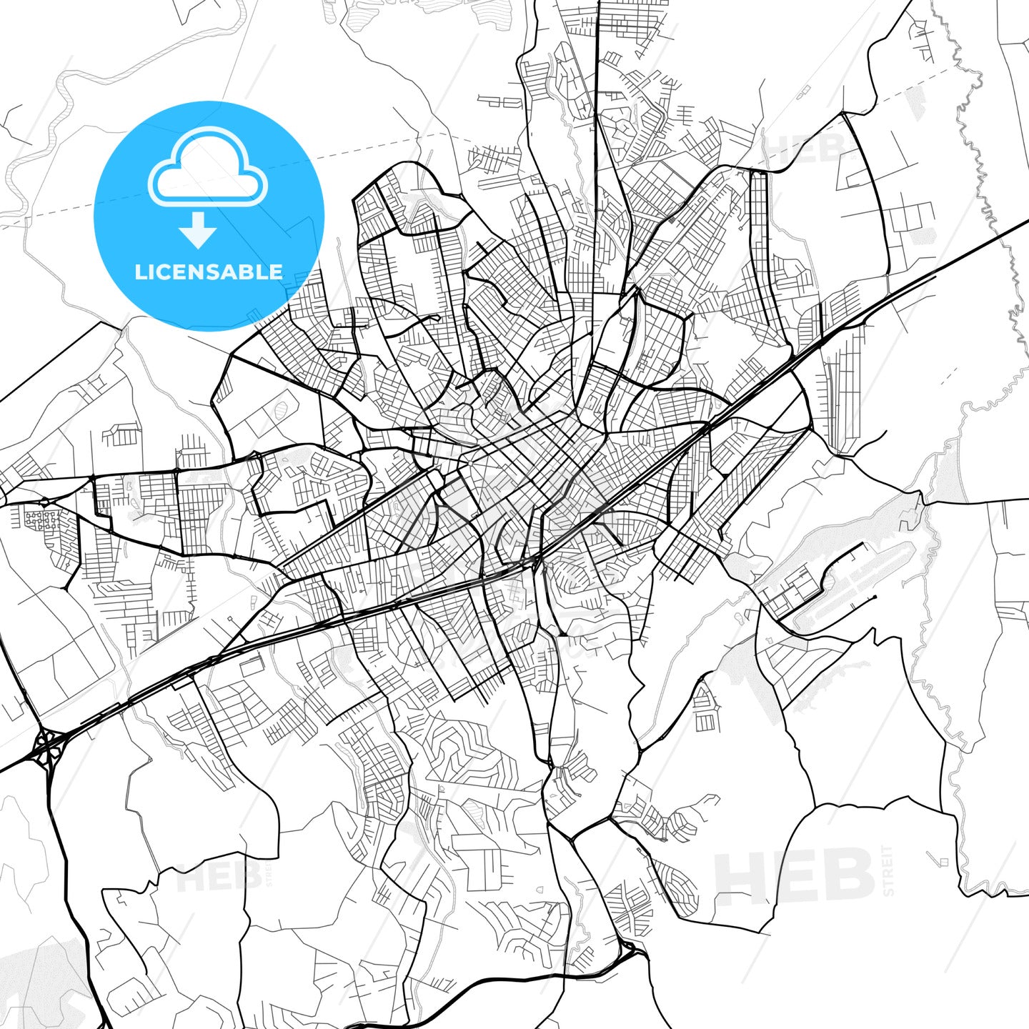 Vector PDF map of Taubate, Brazil