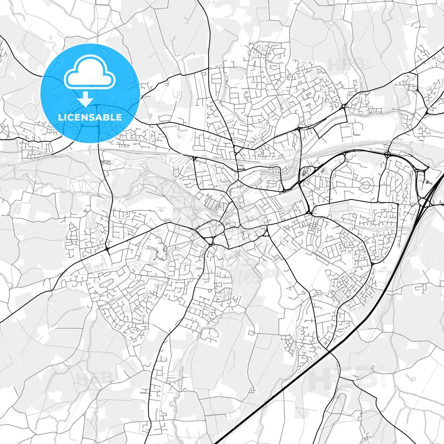 Vector PDF map of Taunton, England