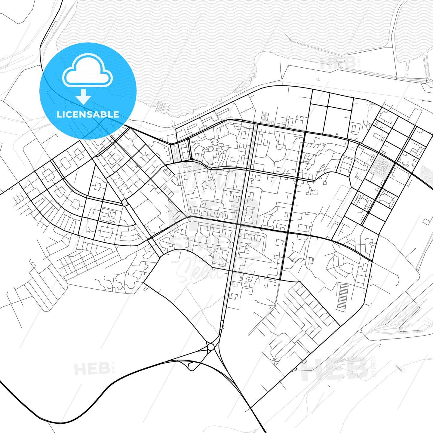 Vector PDF map of Temirtau, Kazakhstan