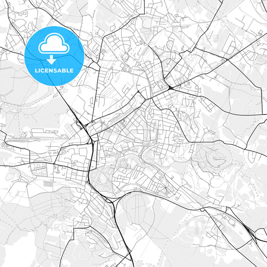 Vector PDF map of Teplice, Czechia