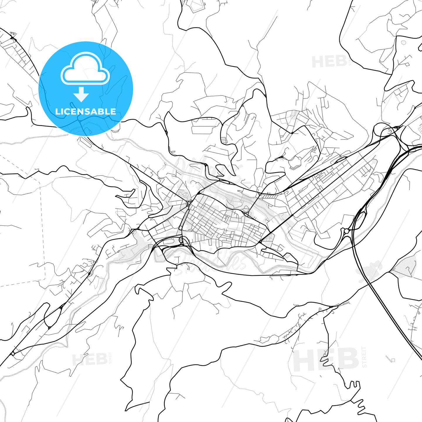 Vector PDF map of Teramo, Italy