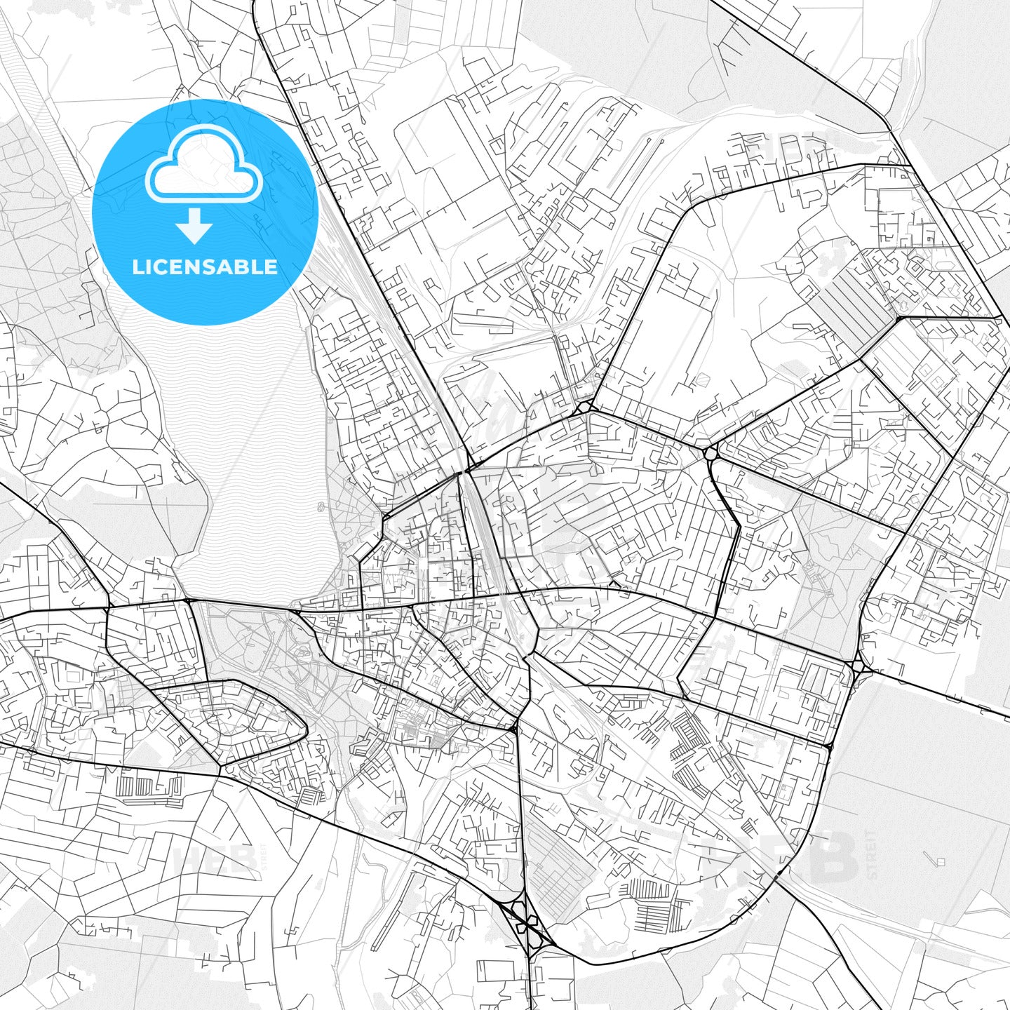 Vector PDF map of Ternopil, Ukraine