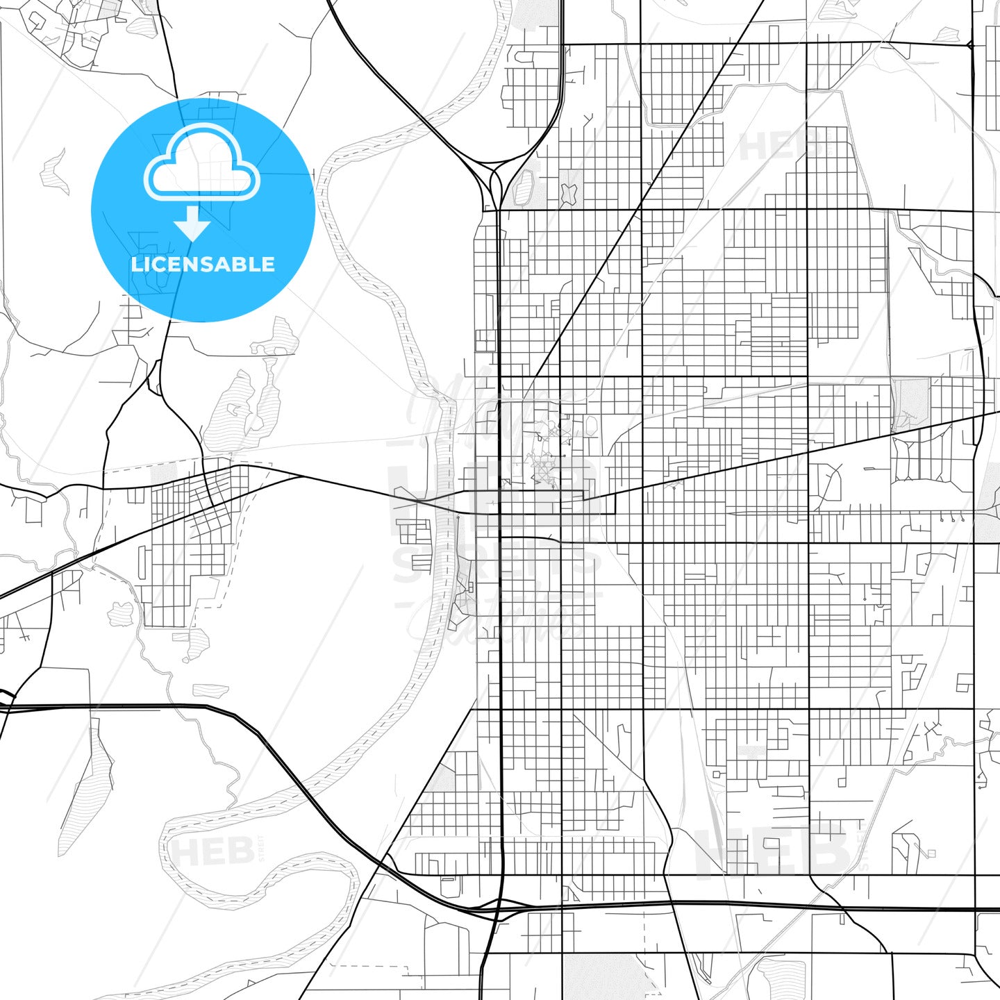 Vector PDF map of Terre Haute, Indiana, United States