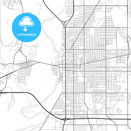 Vector PDF map of Terre Haute, Indiana, United States