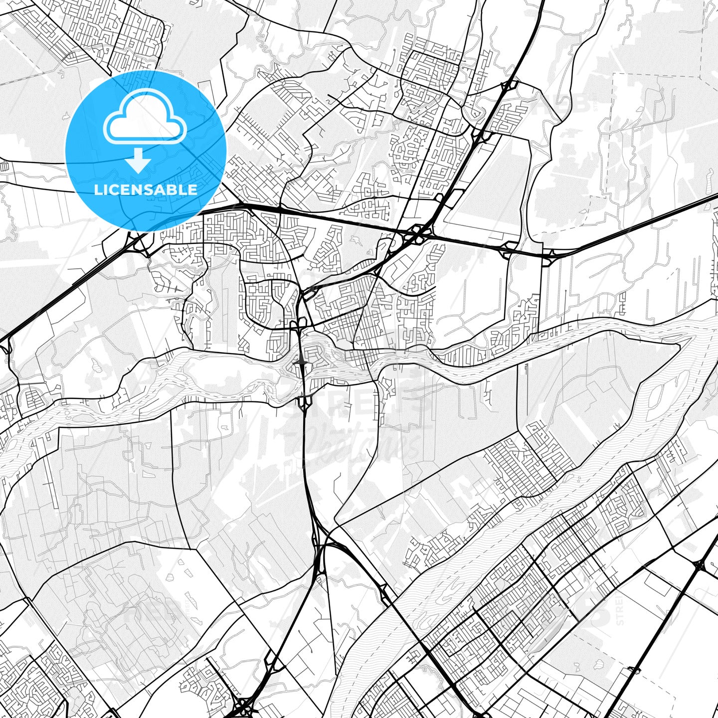 Vector PDF map of Terrebonne, Canada