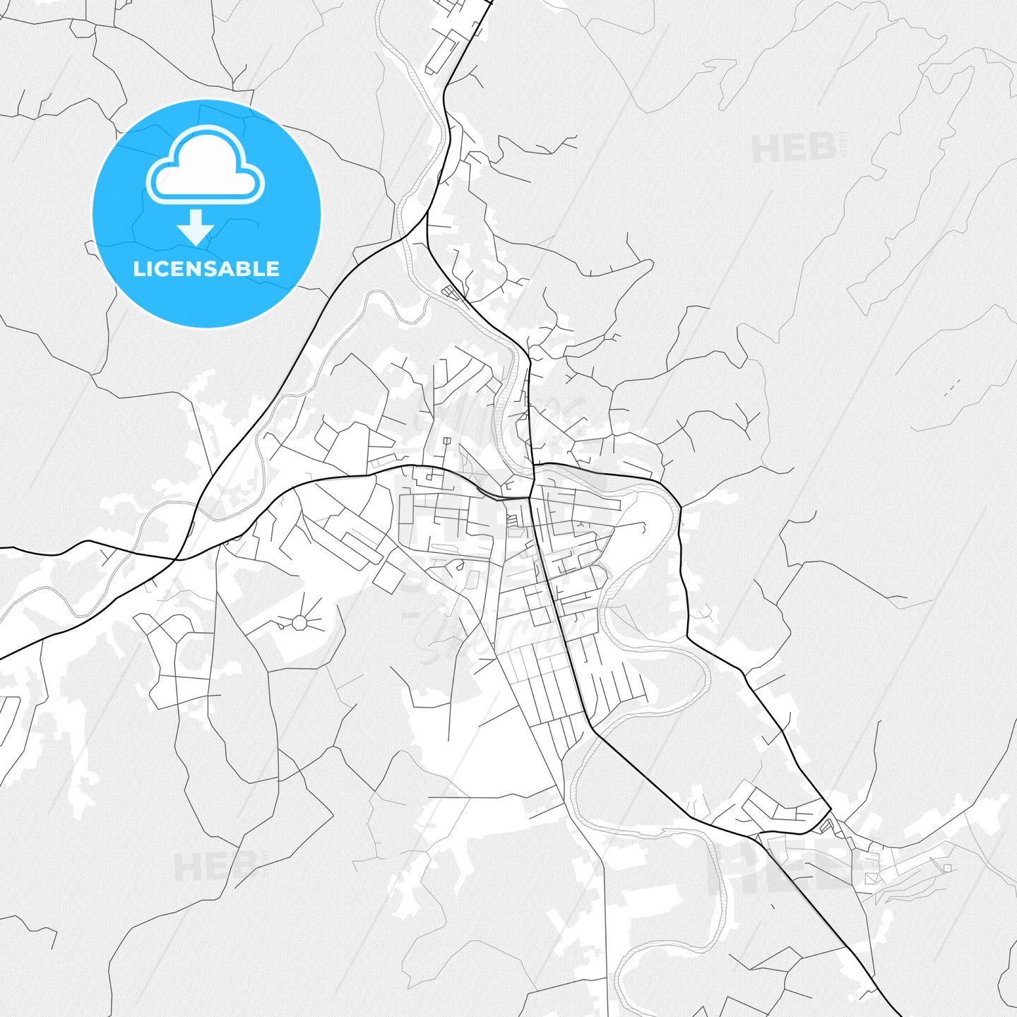 Vector PDF map of Teslić, Bosnia and Herzegovina