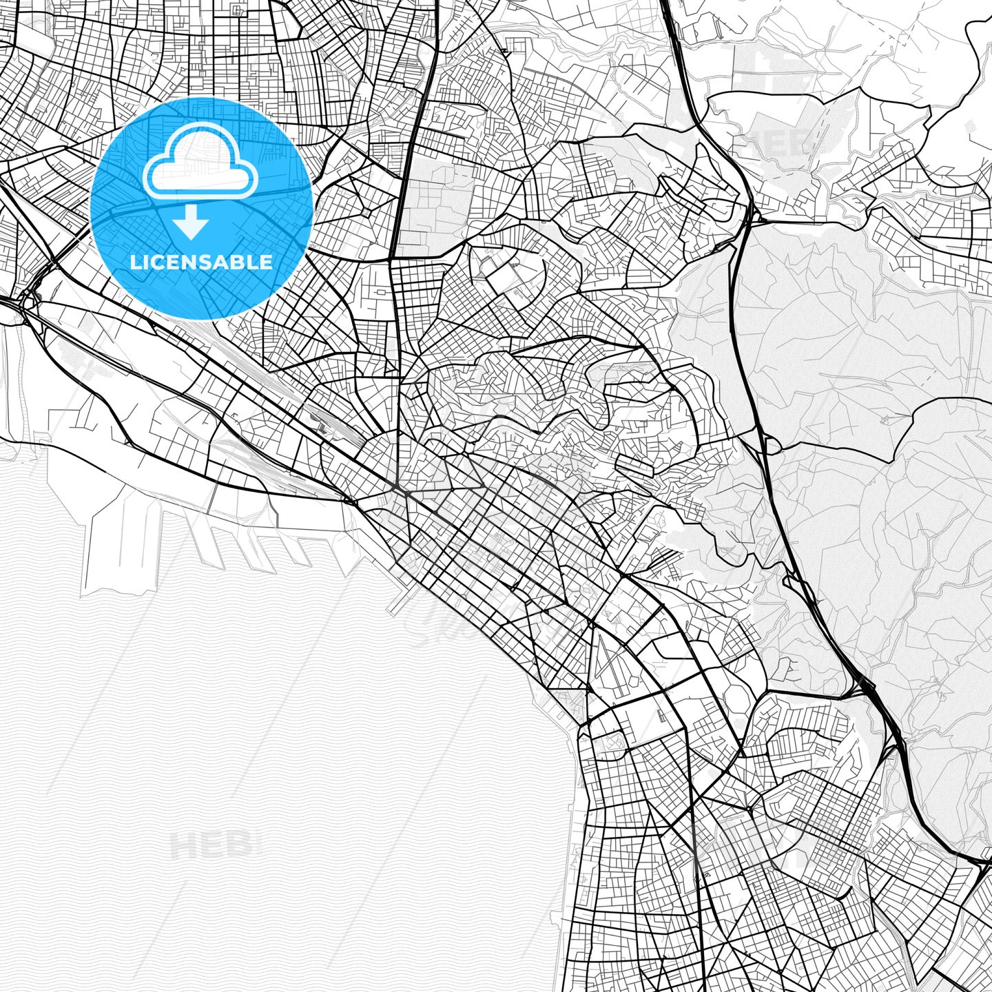 Vector PDF map of  Thessaloniki, Greece