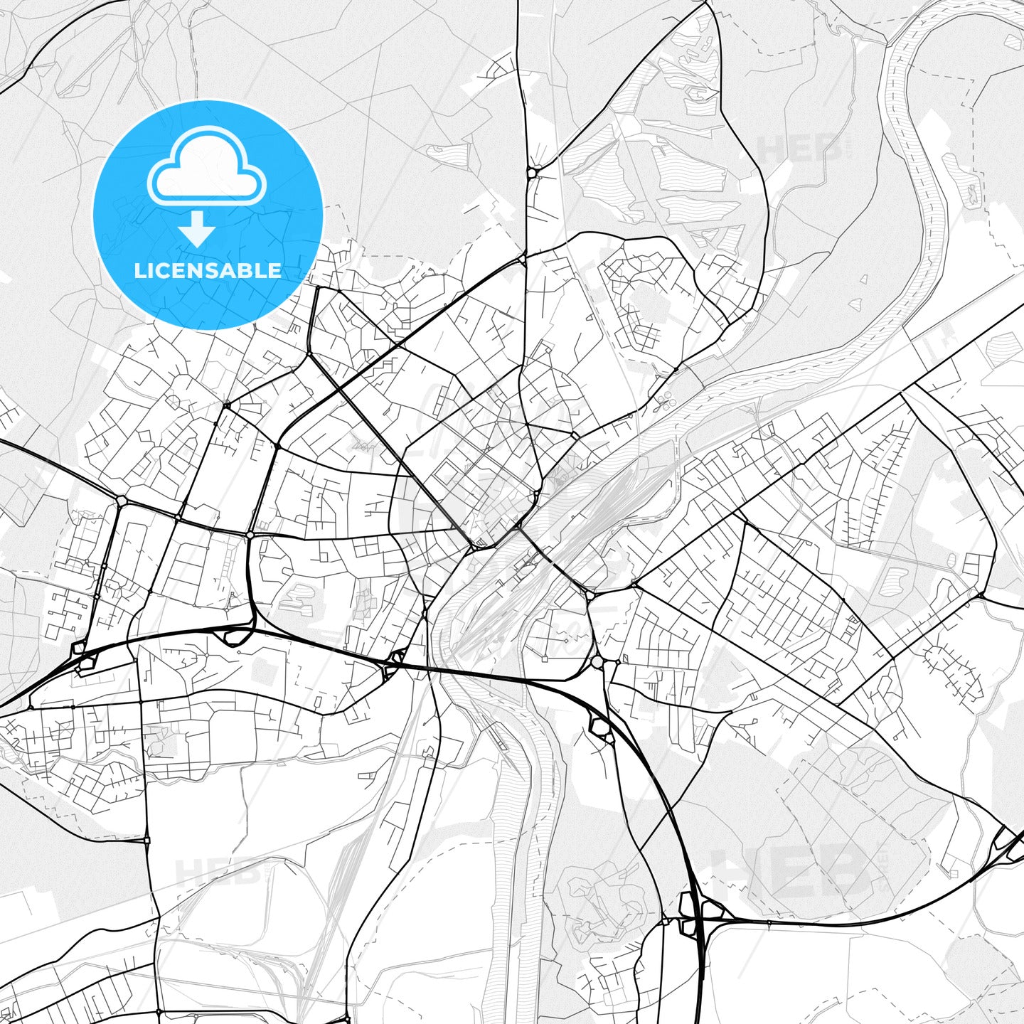 Vector PDF map of Thionville, France