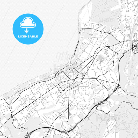 Vector PDF map of Thonon-les-Bains, France