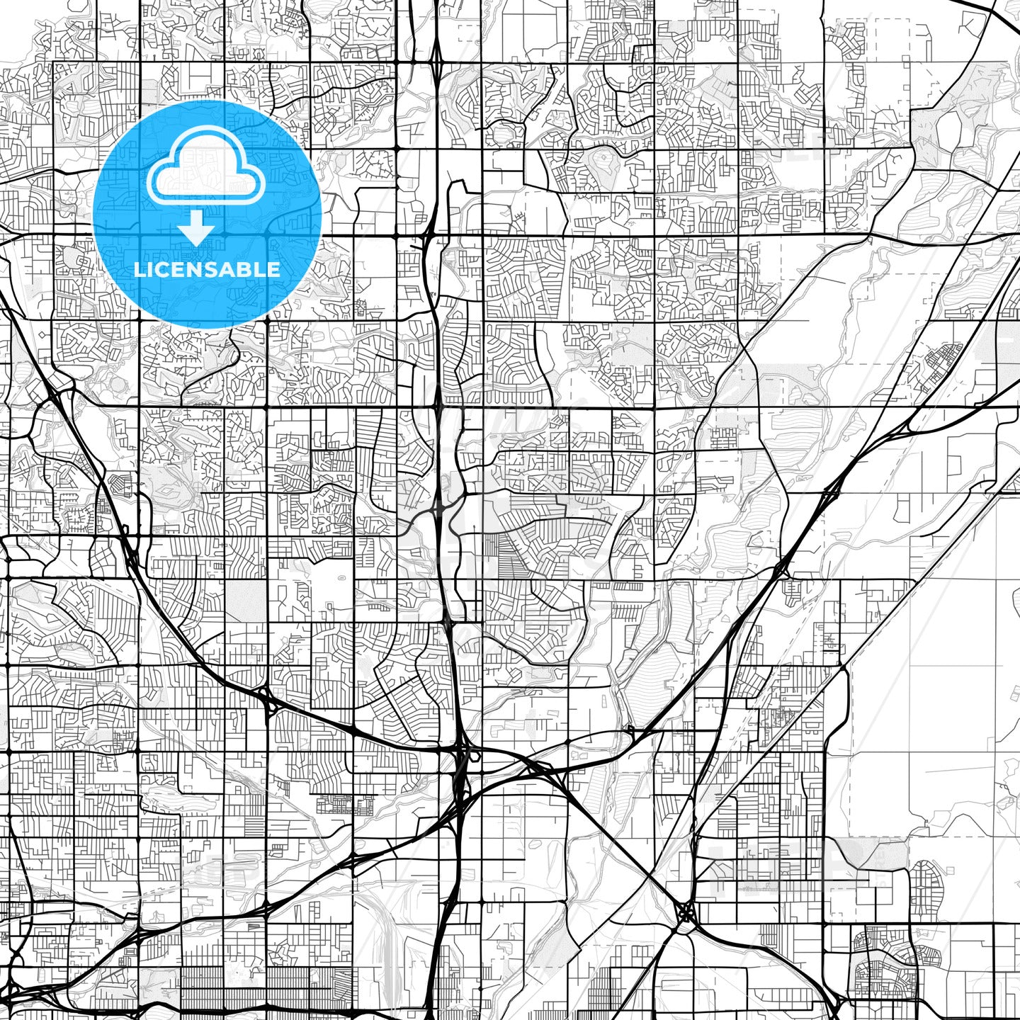 Vector PDF map of Thornton, Colorado, United States
