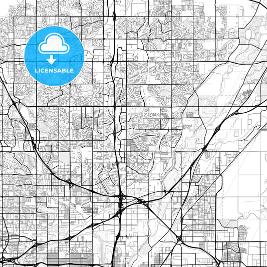 Vector PDF map of Thornton, Colorado, United States