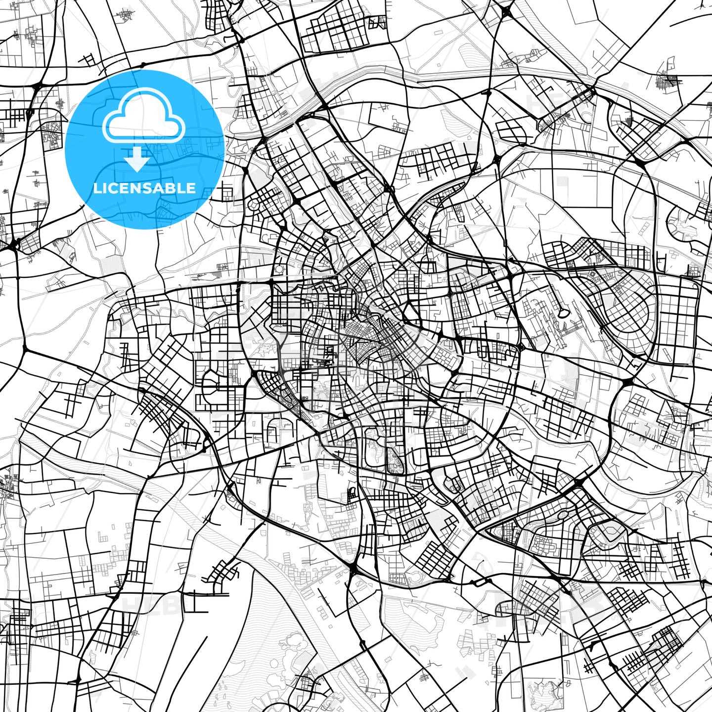 Vector PDF map of Tianjin, China