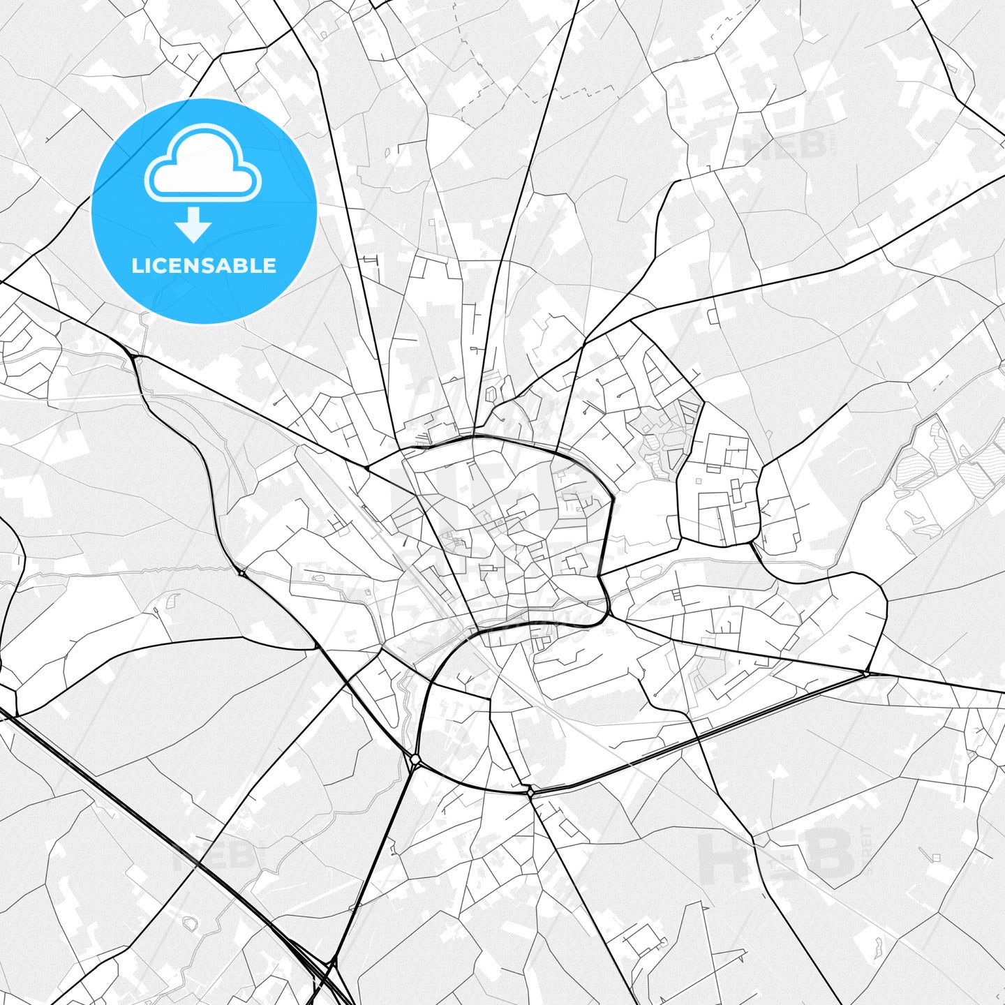 Vector PDF map of Tienen, Belgium