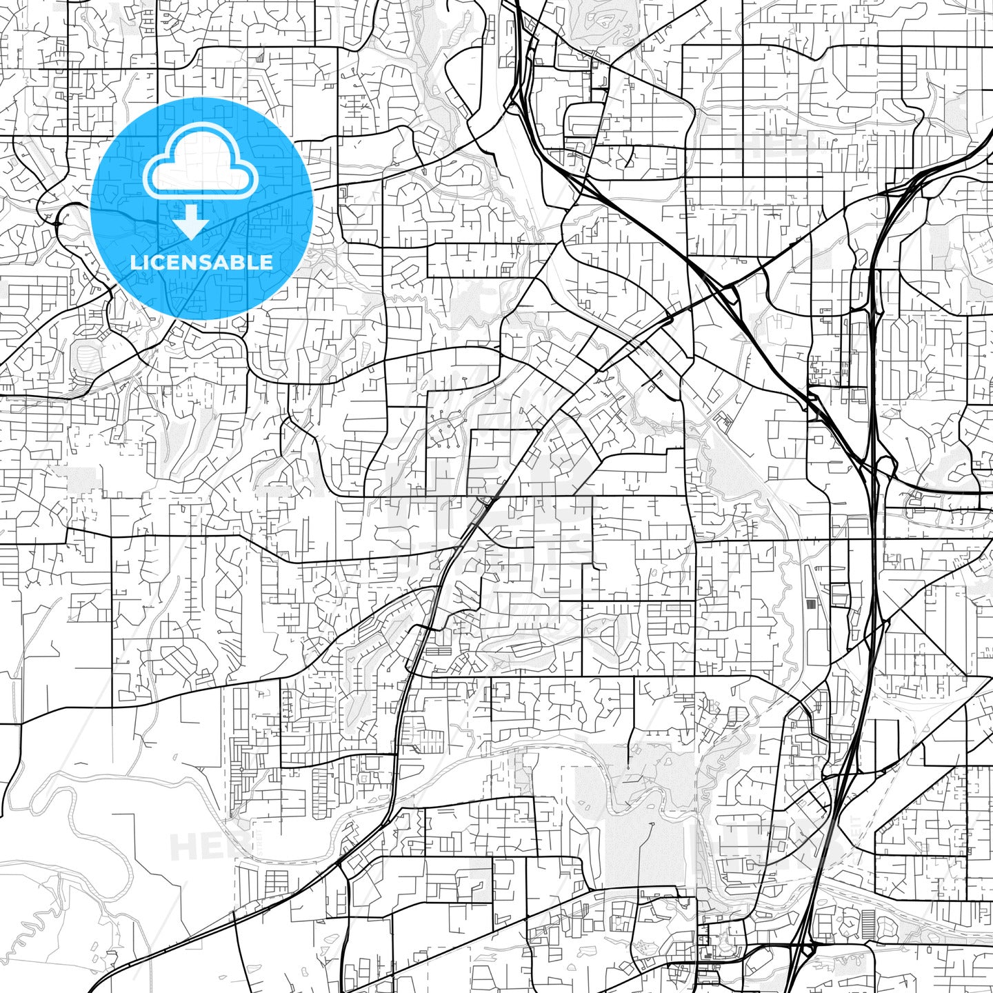 Vector PDF map of Tigard, Oregon, United States