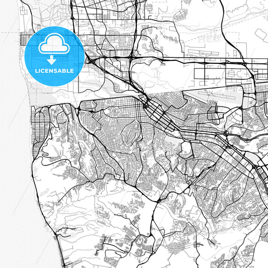 Vector PDF map of Tijuana, Mexico