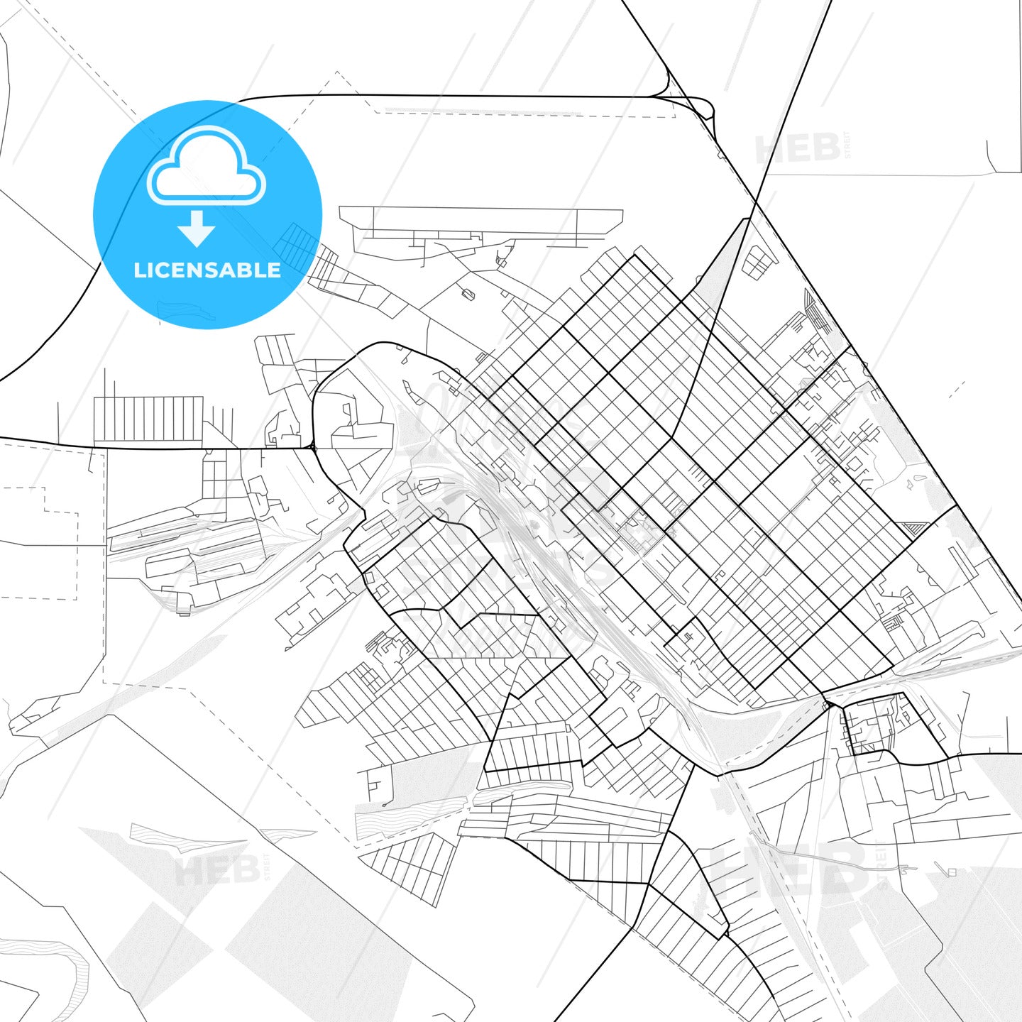 Vector PDF map of Tikhoretsk, Russia - HEBSTREITS