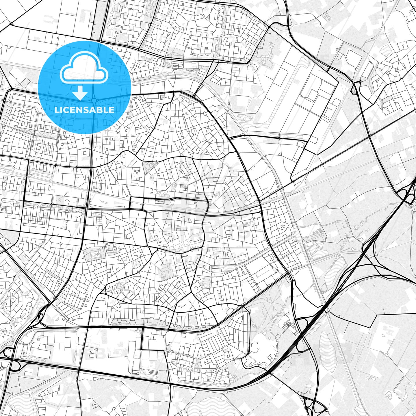 Vector PDF map of Tilburg, Netherlands