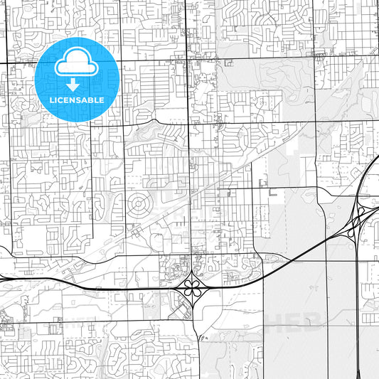 Vector PDF map of Tinley Park, Illinois, United States