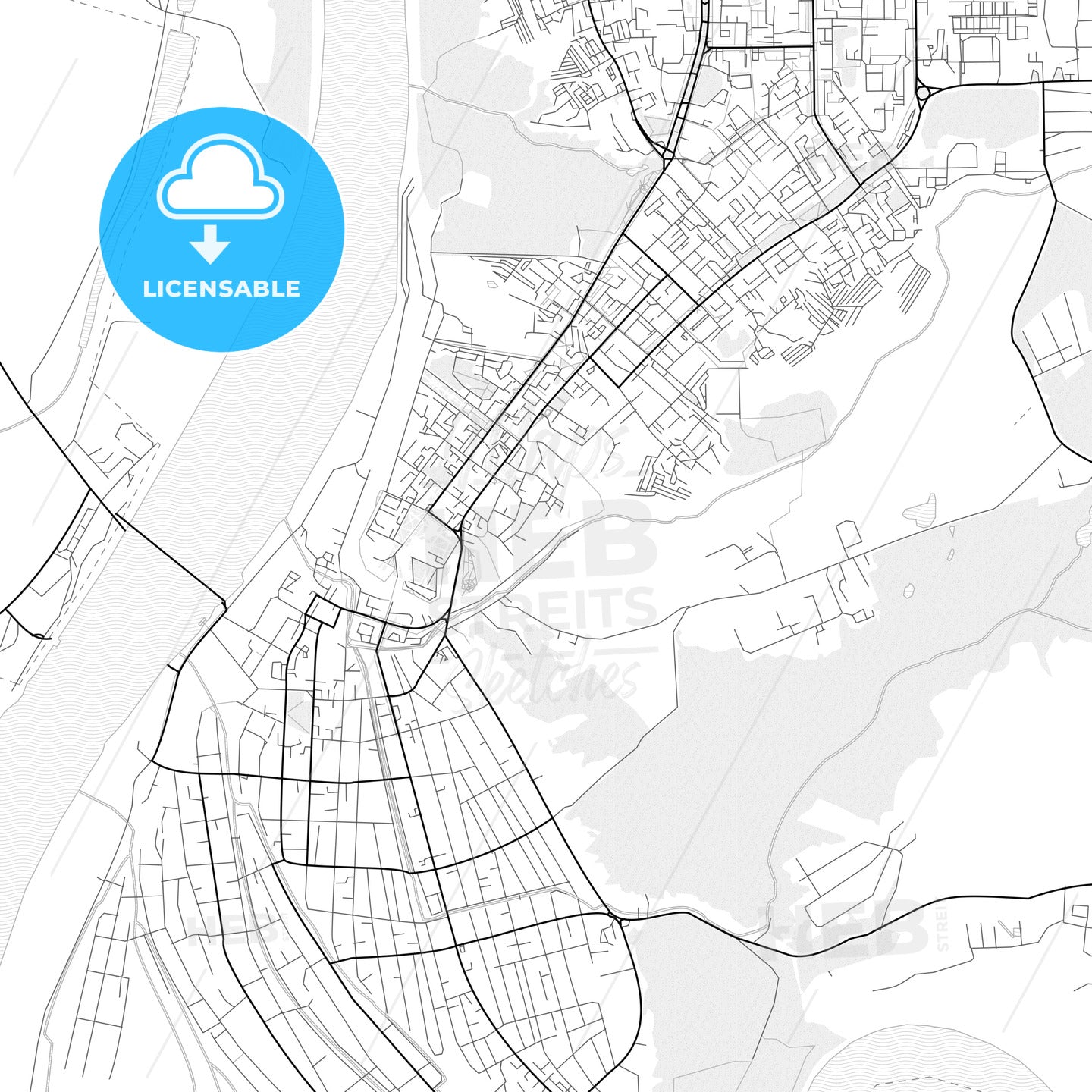 Vector PDF map of Tobolsk, Russia