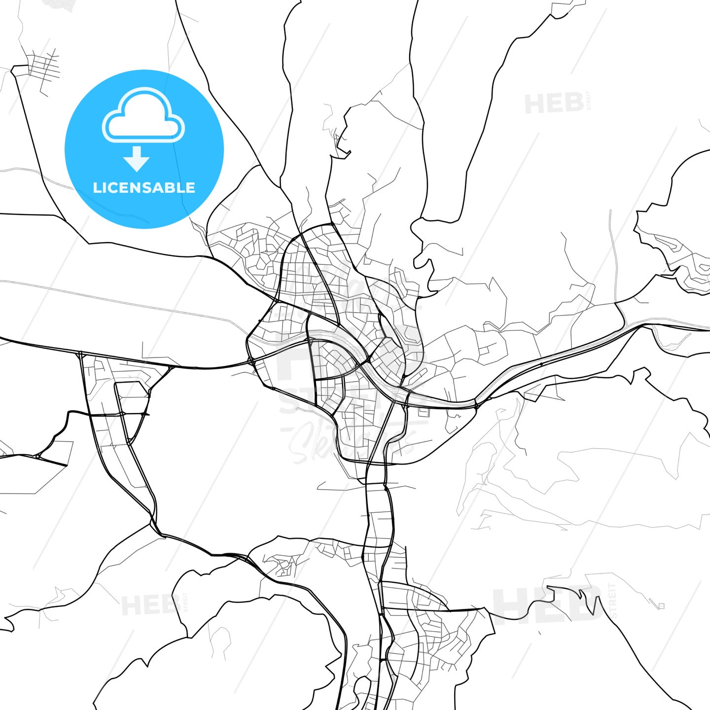 Vector PDF map of Tokat, Turkey