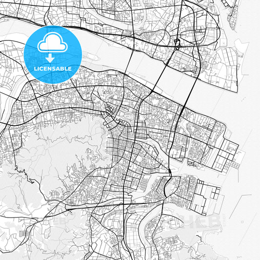 Vector PDF map of Tokushima, Japan