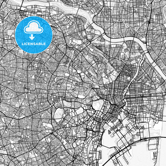 Vector PDF map of Tokyo, Japan