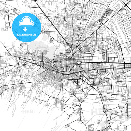 Vector PDF map of Toluca, Mexico