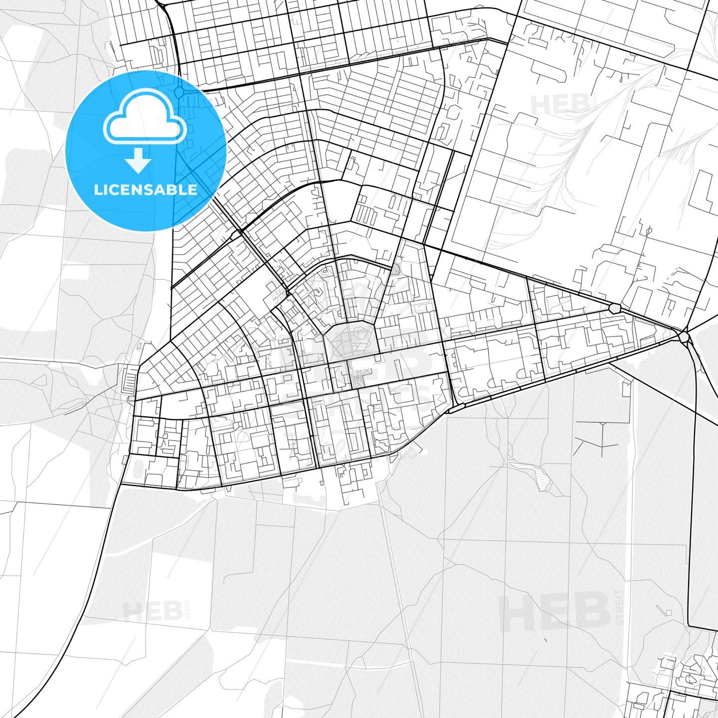 Vector PDF map of Tolyatti, Russia