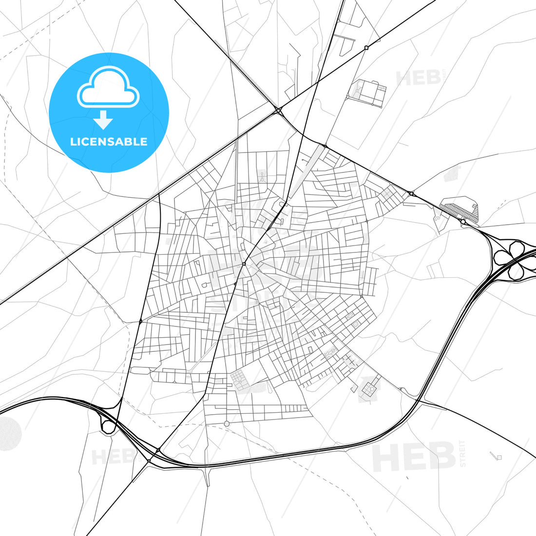 Vector PDF map of Tomelloso, Spain - HEBSTREITS