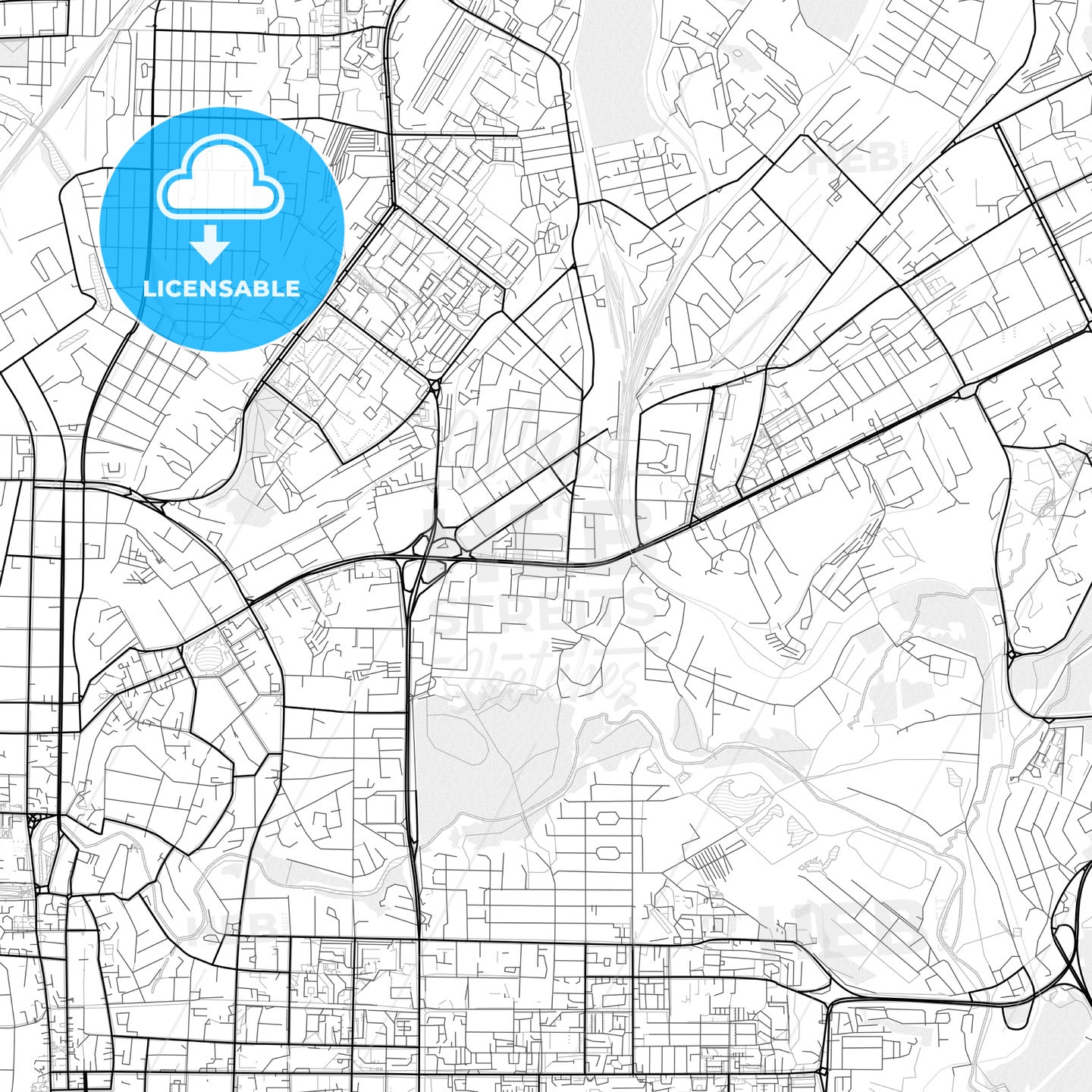 Vector PDF map of Tomsk, Russia