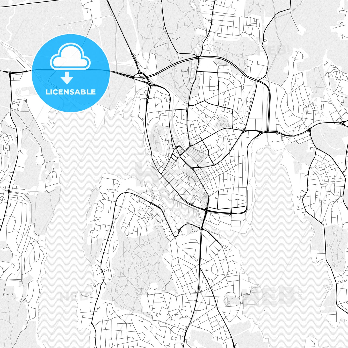 Vector PDF map of Tønsberg, Norway - HEBSTREITS