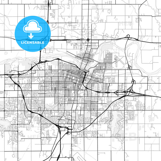 Vector PDF map of Topeka, Kansas, United States