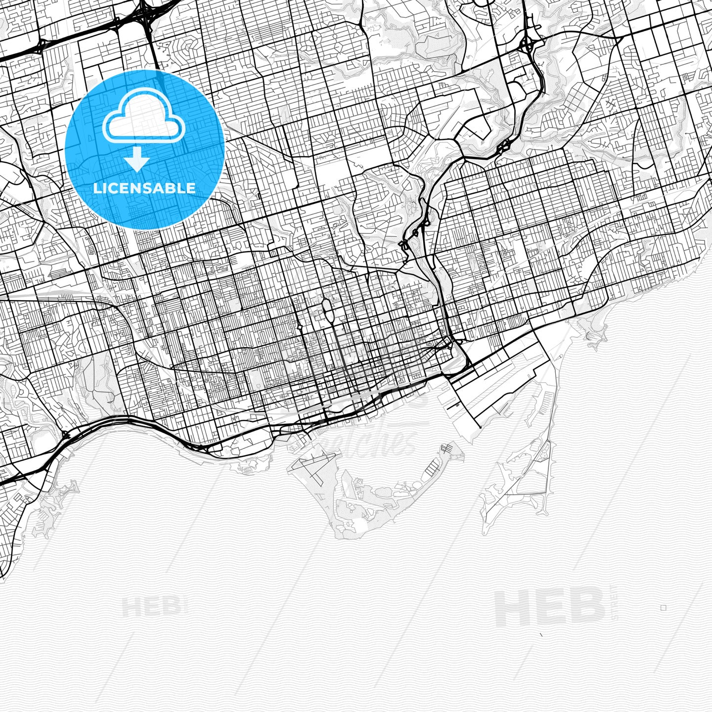 Vector PDF map of Toronto, Canada