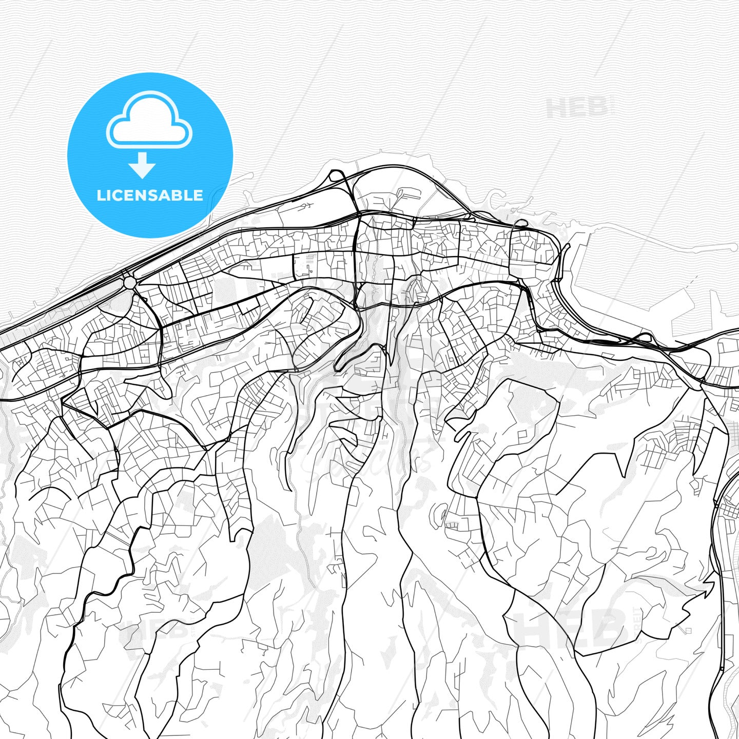 Vector PDF map of Trabzon, Turkey