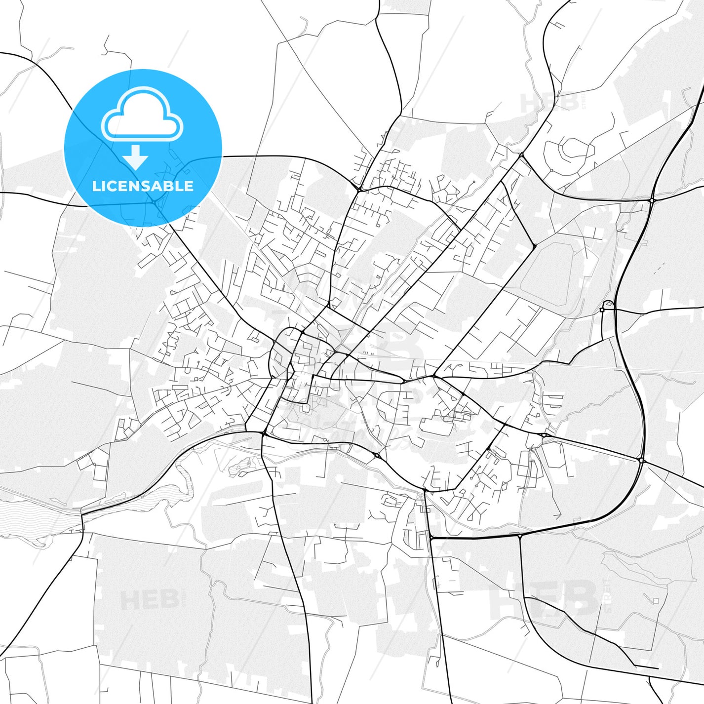 Vector PDF map of Tralee, Ireland - HEBSTREITS